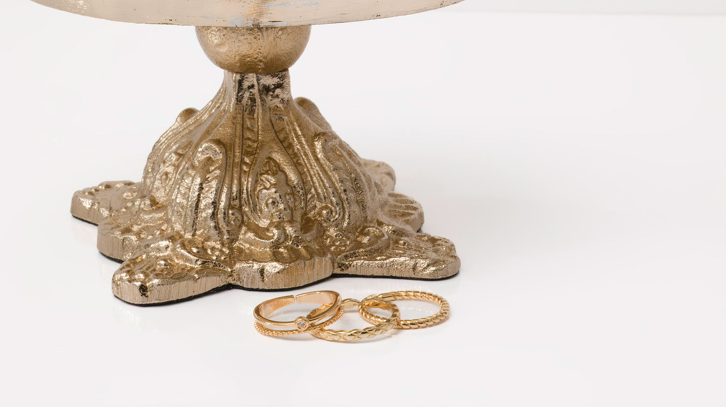 Stack of three gold rings.