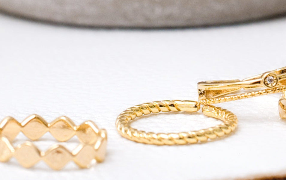Mini Croissant Twist Gold Filled Ring, one size fits most.