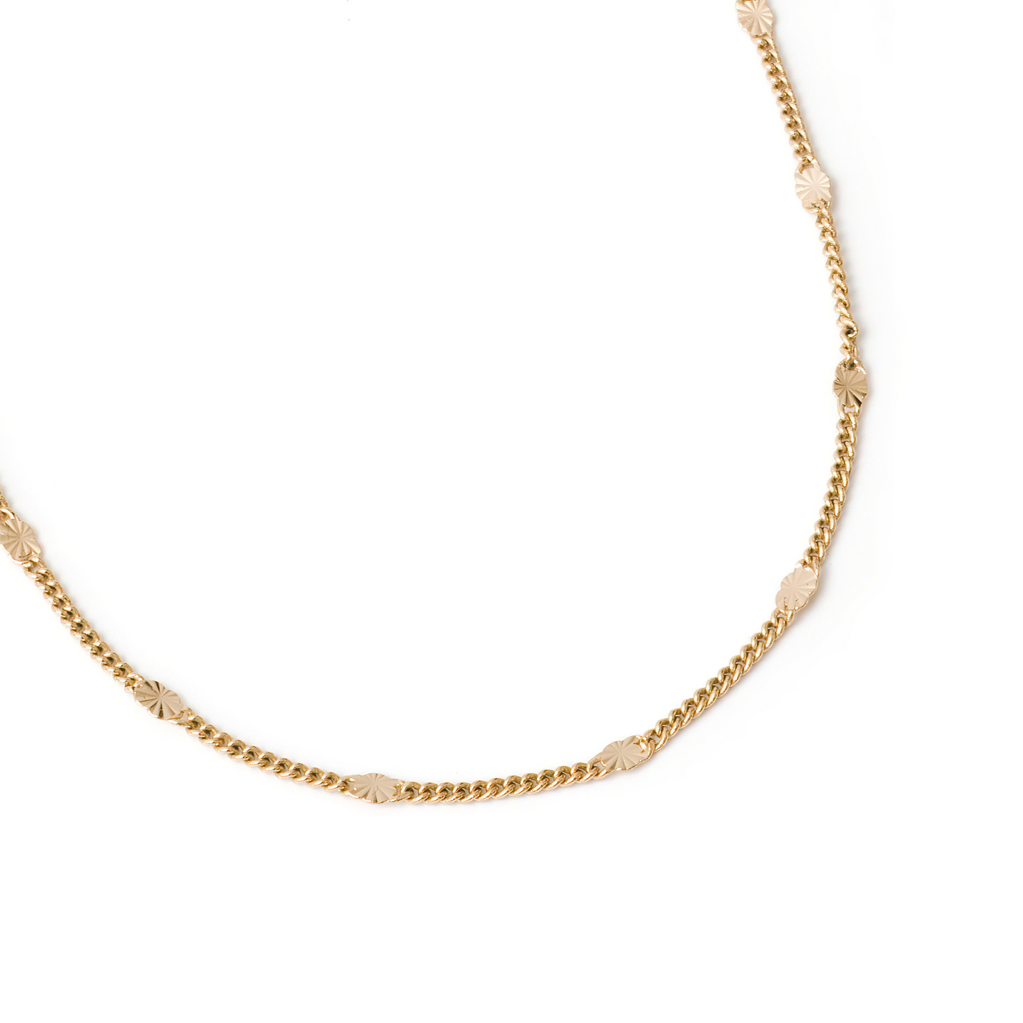 Gold filled chain with dainty gold gleaming bursts