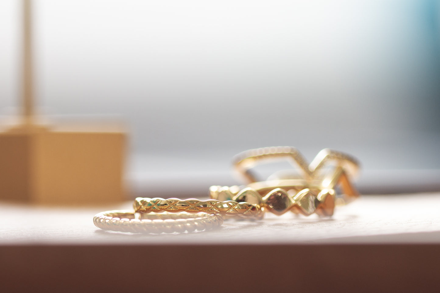 Stack of gold rings.